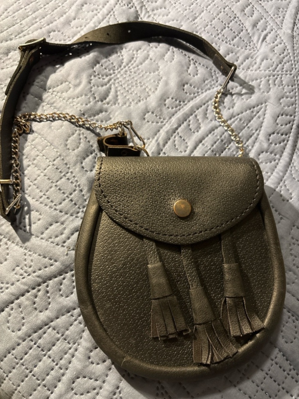 Scottish sporran  mini pouch made of real leather, stamped “Made in Scotland”